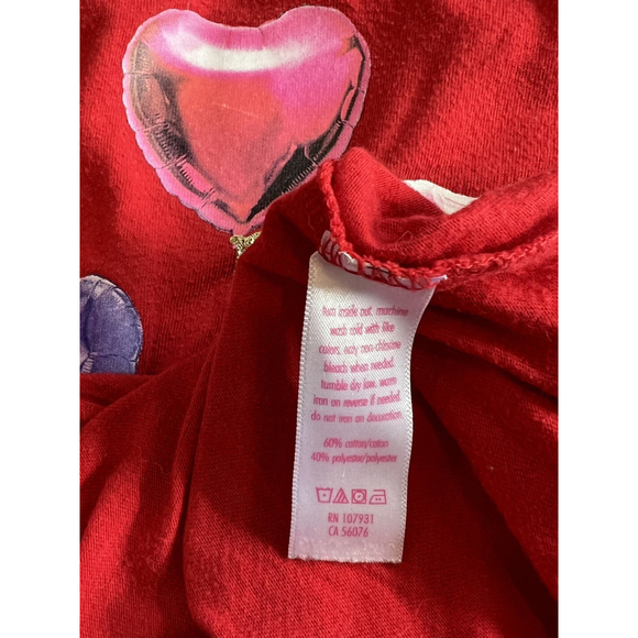 Justice‎ Love Heart Balloons Graphic Tee Top Girl's Red Short Sleeve Size 6 - Picture 5 of 5